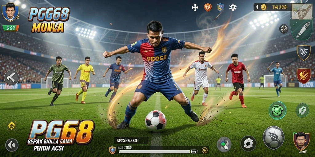 Tampilan menarik dari gameplay PGG68 dalam aksi sepak bola.