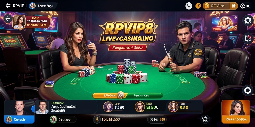 Screenshot RPVIP8 menunjukkan gameplay Live Casino yang mengasyikkan dan interaktif.