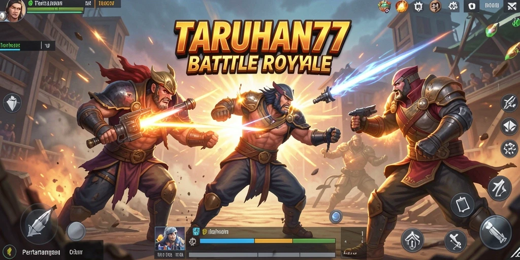 Gameplay seru TARUHAN77 dengan pertarungan intens Battle Royale.