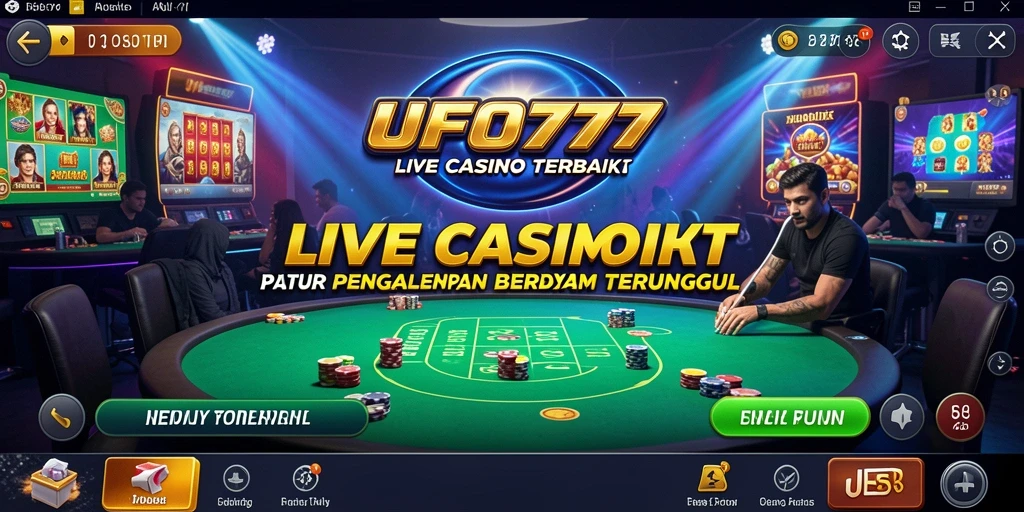Tampilan screenshot UFO777 yang menampilkan dealer langsung dalam permainan Live Casino.
